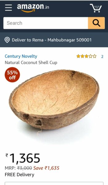 Amazon Sells Coconut Shell At Rs 1300 With 55% Discount (Original Price Rs 3K). Twitter Is Laughing - RVCJ Media