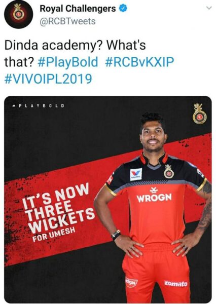 rcb tweet Umesh Yadav dinda