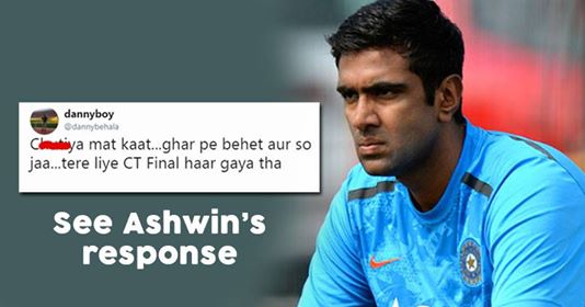 Ravi Ashwin Shuts Down Troller Like A Boss, Who Asked Him To ' Sit At Home' RVCJ Media