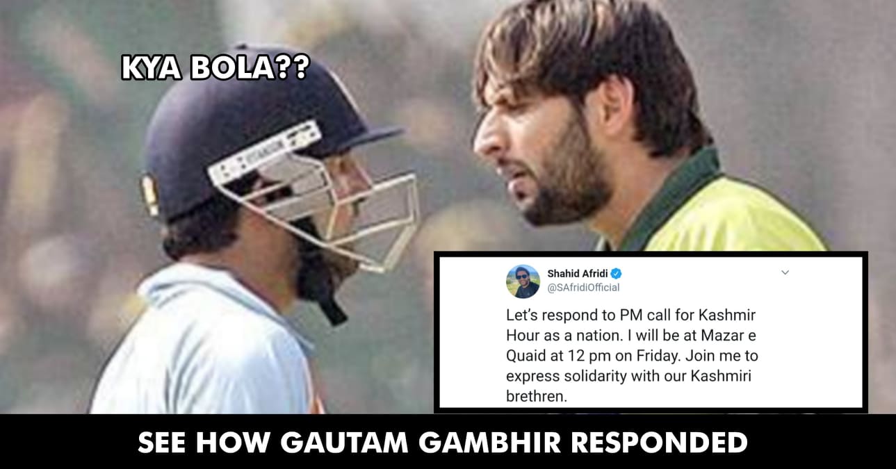 Shahid Afridi Once Again Tweeted About Kashmir, Gautam Gambhir Silenced Him With An Epic Reply RVCJ Media