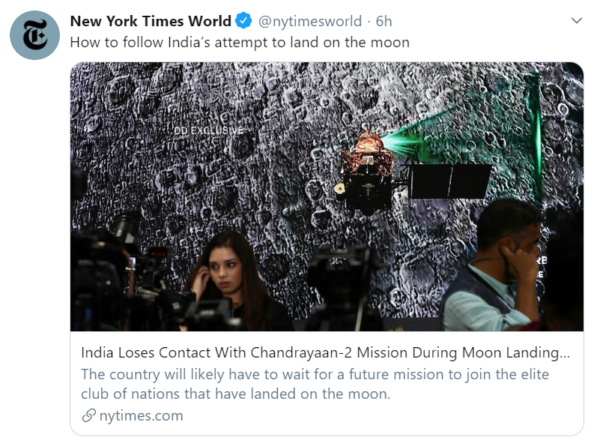 Chandrayaan- 2 : 'A Broken Dream' See How Foreign Media reported The Moon Landing - RVCJ Media