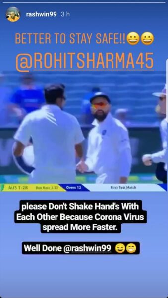 Ashwin Used A Creative Way To Spread Awareness About Corona Virus Among Indian Players - RVCJ Media