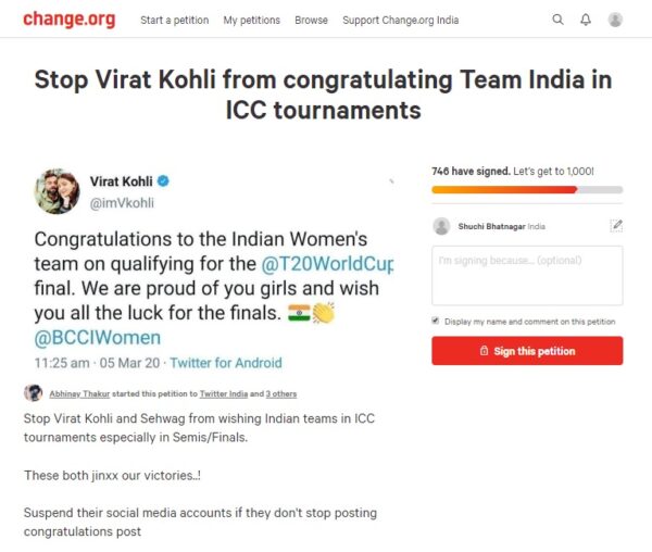 “Stop Virat Kohli From Congratulating Team India In ICC Matches”, Cricket Fan Starts Petition - RVCJ Media