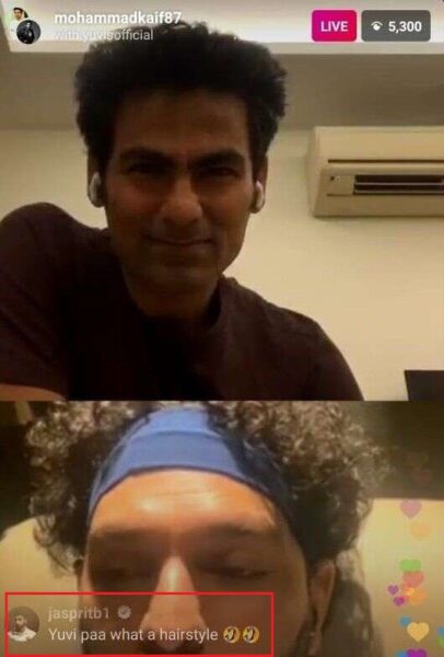Bumrah Trolls Yuvraj With A Hilarious Comment As Yuvi Was Having Live Chat Session With Kaif RVCJ Media