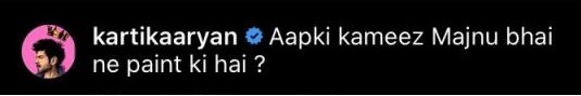 Kartik Aaryan Trolls Kriti Sanon On Her Pic & Asks, “Aapki Kameez Majnu Bhai Ne Paint Ki Hai” - RVCJ Media