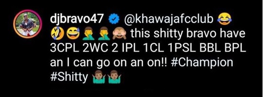 Dwayne Bravo Has The Coolest Yet Most Kickass Reply To A Hater Who Called Him Shi*ty - RVCJ Media