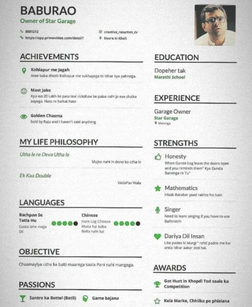 Paresh Rawal’s Fan Made CV Of Hera Pheri’s Baburao & It Is So Good That Even Actor Shared It - RVCJ Media