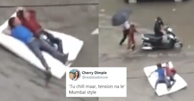 “Aag Lage Basti Me, Launde Apni Masti Me,” Twitter On 2 Guys Floating In A Mattress On Flooded Road RVCJ Media