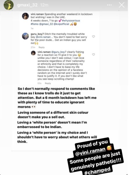 Glenn Maxwell’s Fiancé Vini Raman Shuts Hater With Befitting Reply For Asking Her To Ditch Him - RVCJ Media