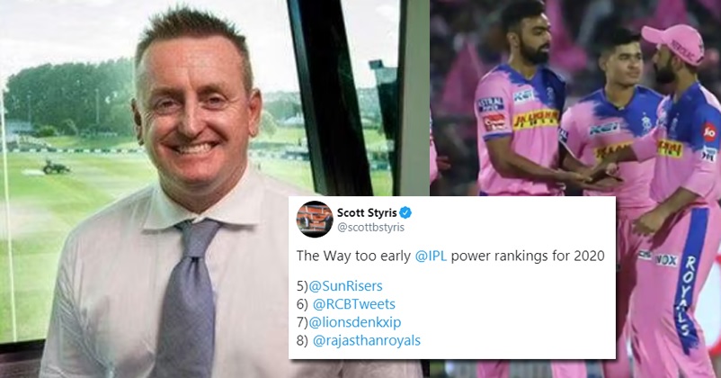 Rajasthan Royals Has An Epic Reply To Scott Styris Who Tweets RR Will Be Last On IPL Points Table RVCJ Media