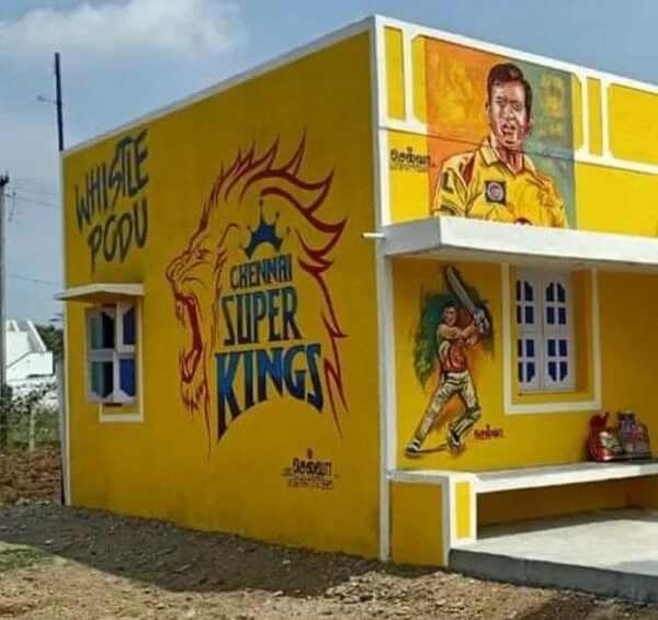 Dhoni Has An Adorable Reaction To The Fan Who Has Painted His Home In Colours Of CSK - RVCJ Media