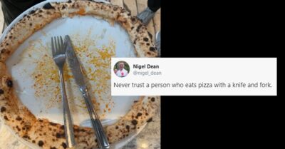Someone Ate Pizza In Weird Way With Fork & Knife, Twitter Said The Person Should Be Banned Forever RVCJ Media