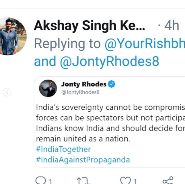 Someone Hacks Jonty Rhodes’ Twitter Account & Posts Sachin Tendulkar’s Tweet On His Handle RVCJ Media