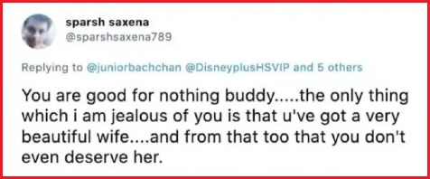 Abhishek Bachchan Roasts Troller Who Says He Doesn’t Deserve To Be Aishwarya Rai’s Husband RVCJ Media