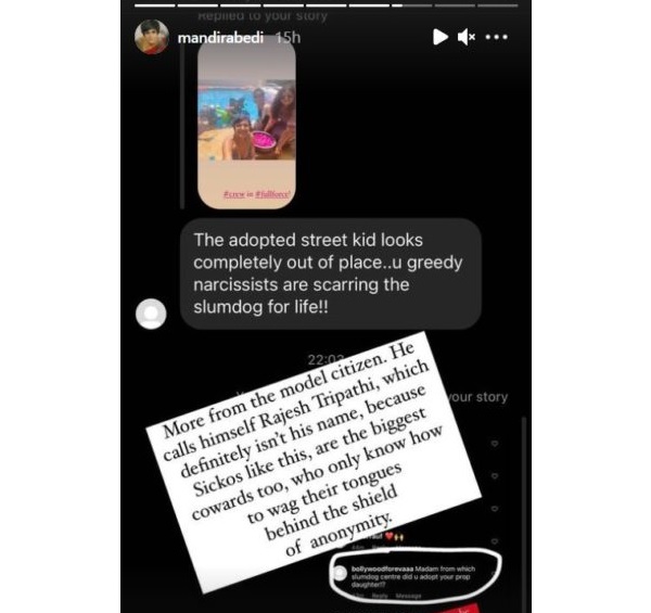Mandira Bedi Shuts Down Hater Who Calls Her Adopted Daughter “Prop” From A “Slumdog Centre” - RVCJ Media