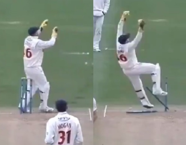Chris Cooke Hilariously Crashed The Stumps Against Kent In County Championship, See The Video - RVCJ Media