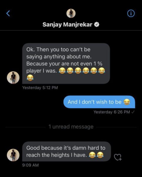 Twitter User Leaks DM Chat With Sanjay Manjrekar In Which He Said, “Jadeja Doesn’t Know English” RVCJ Media