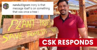 Dhoni Signs Waste Woods With “Plant Trees, Save Forest” Slogan To Raise Awareness, Gets Trolled RVCJ Media