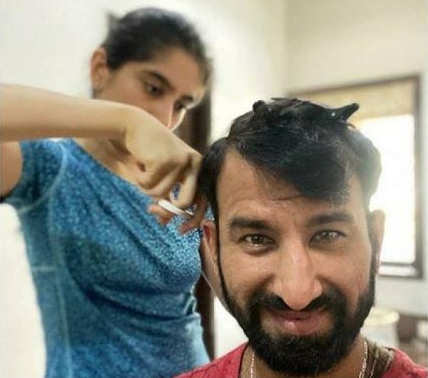 Cheteshwar Pujara Takes A Cheeky Dig At His Wife’s Haircutting Skills & She Needs To See It - RVCJ Media