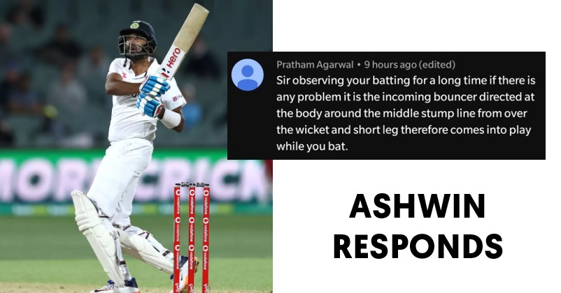 R Ashwin Has An Epic & Funny Response To Fan Who Points Out A Weakness In  His Batting - RVCJ Media