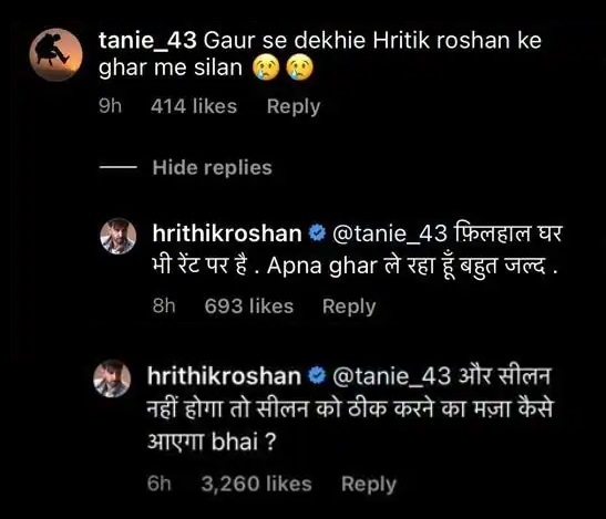 Hrithik Roshan Shares Pic Of His Damped Wall Without Photoshop, Fans Praise His Simplicity - RVCJ Media