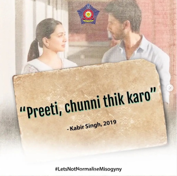 Mumbai Police Calls Out Misogynist Bollywood Scenes, “Kabir Singh” Gets Mentioned Twice - RVCJ Media