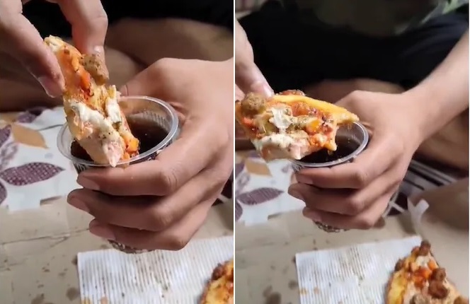 Man Soaks Slice Of Cheese Loaded Pizza In Coke Glass, Angry Foodies Say, “Ban Pizza For Him”