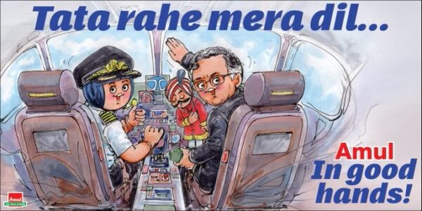 Tata Group Gets Air India Back, Amul Reacts To Historic Deal With A Creative Toon - RVCJ Media