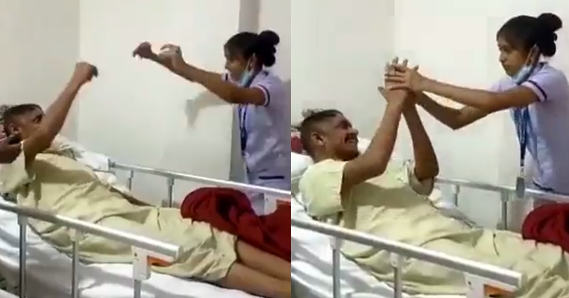 Munna Bhai’s Tactic Worked, Paralytic Patient Started Moving Seeing A Nurse Dance For Him RVCJ Media