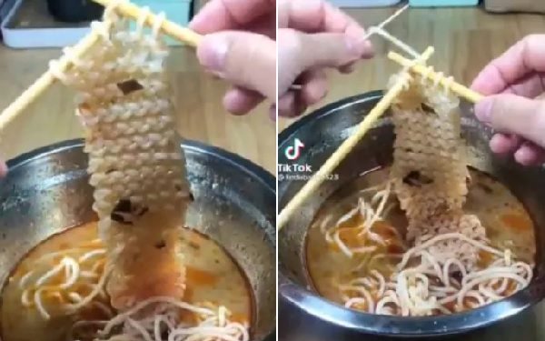 Someone Knitted With Noodles Instead Of Wool, Viral Video Made Netizens Go WTF RVCJ Media