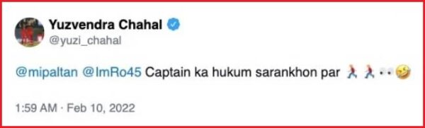 “Captain Ka Hukum Sarankhon Par,” Yuzi Reacts To Rohit Sharma’s Scolding, Deletes Tweet Later RVCJ Media