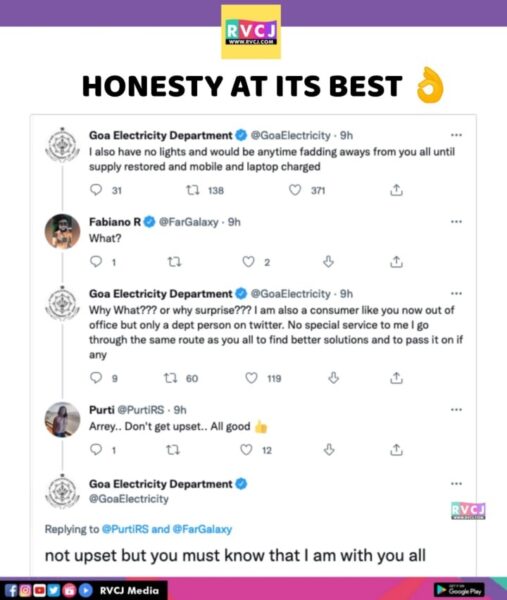 Goa Electricity Dept’s Witty & Funny Tweets Amid Power Cut Go Viral For All The Right Reasons - RVCJ Media