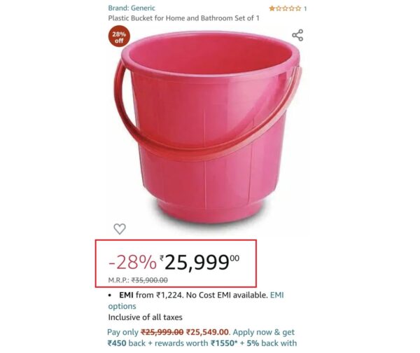 Amazon Sells 6 Buckets For Rs 26K & 2 Mugs For Rs 10K After Heavy Discounts, Twitter Goes WTF RVCJ Media