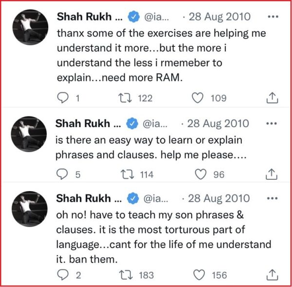Fan Dug Shah Rukh’s Old Tweets When He Tried To Teach His Son Grammar & It Made Us Nostalgic - RVCJ Media