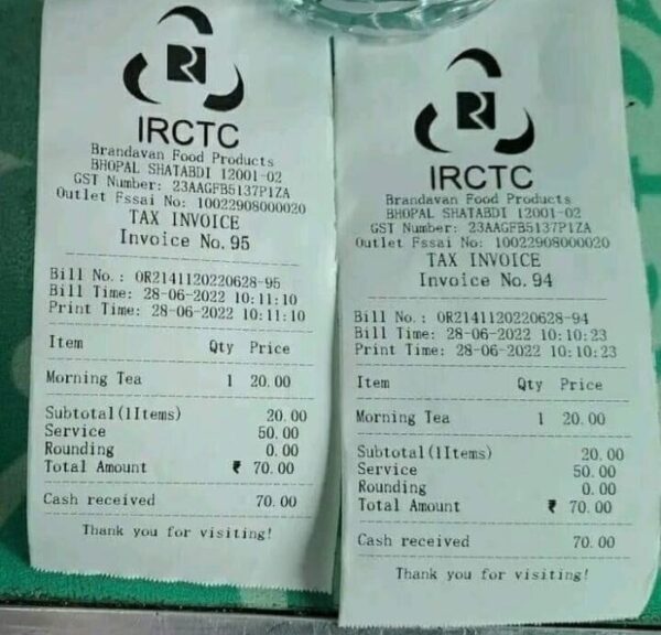 Indian Railways Adds Rs 50 As Service Charge In Bill For Rs 20 Tea, Twitter Goes WTF RVCJ Media