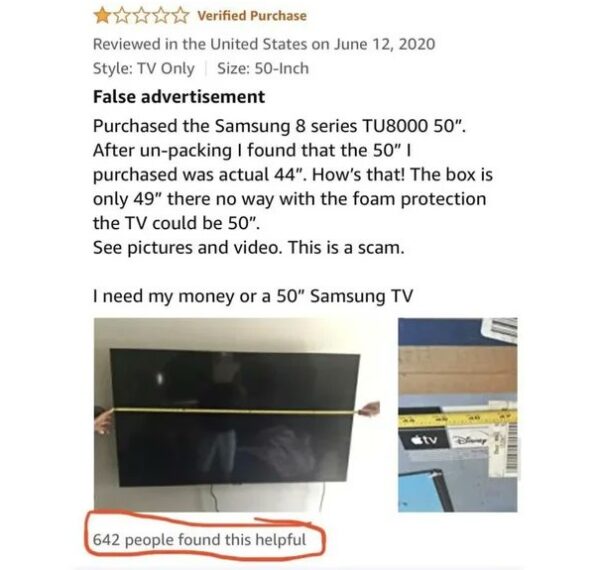 Customer Orders 50-Inch TV & Finds Out It Is Just 44-Inch When Measured But There’s A Big Twist - RVCJ Media