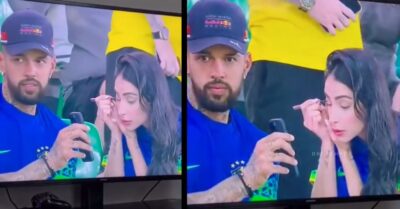 Husband Helps Wife Put On Make-Up During A Live Match Inside Stadium, Twitter Showers Praises RVCJ Media