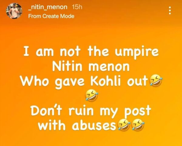 Virat’s Fans Target Wrong Nitin Menon After Kohli’s Controversial Dismissal, Poor Man Reacts RVCJ Media