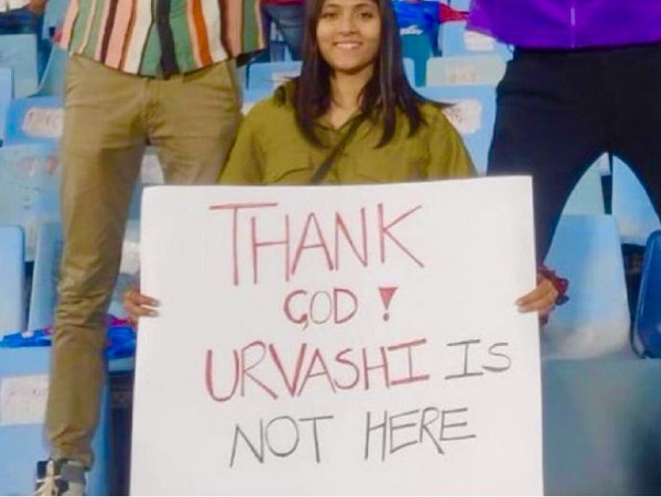 Urvashi Rautela Reacts To Viral Poster During DCvsGT With Rishabh Pant Present In Stadium - RVCJ Media
