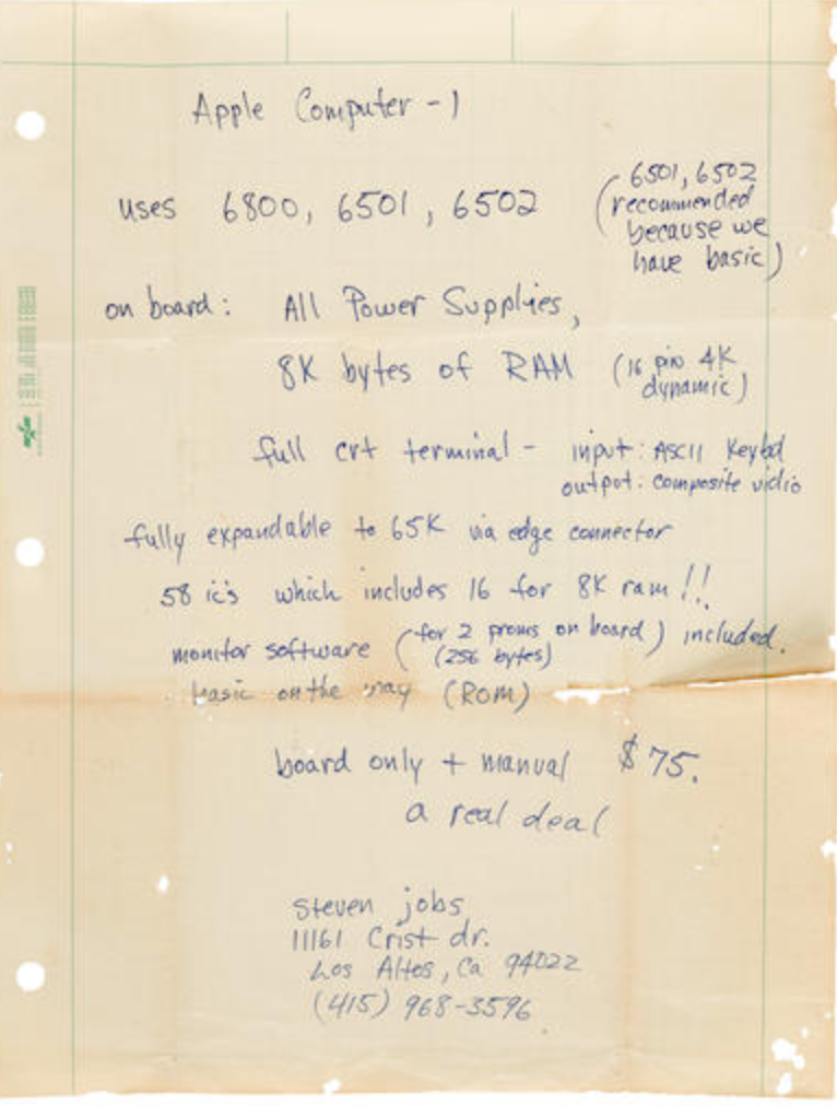 Steve Jobs' Rare Handwritten Ad For Apple-1 Sold For This Whopping Price