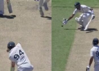 Twitter Reacts As Babar Azam Behaves Strangely & Tries To Catch Shan Masood’s Straight Drive