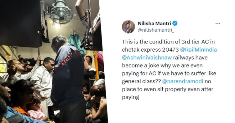 Woman Shares Pic Of Chetak Express’ Overcrowded AC Coach, Calls It General Class, Railways Reacts