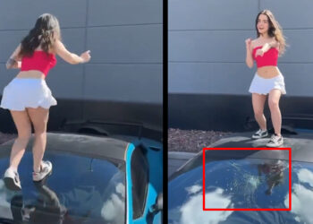 Girl Damages Lamborghini’s Windshield While Dancing On Its Roof, Video Goes Viral
