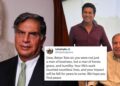 From Sachin Tendulkar To Sehwag, Sports Fraternity Pays Tribute To Legendary Ratan Tata 3 From Sachin Tendulkar To Sehwag, Sports Fraternity Pays Tribute To Legendary Ratan Tata