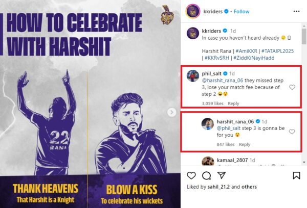 Harshit Rana & Phil Salt’s Friendly Banter Related To Former’s Celebration Style Goes Viral - RVCJ Media