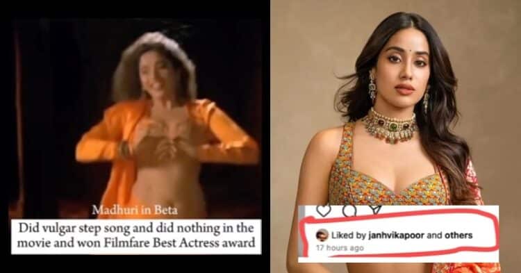 Janhvi Kapoor Stirs Controversy By Liking A Reel Praising Sridevi And Insulting Madhuri Dixit
