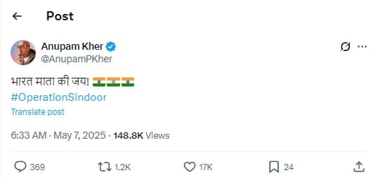 Indian Film Industry Celebrates Success Of Operation Sindoor As India Strikes In Pakistan & POK - RVCJ Media