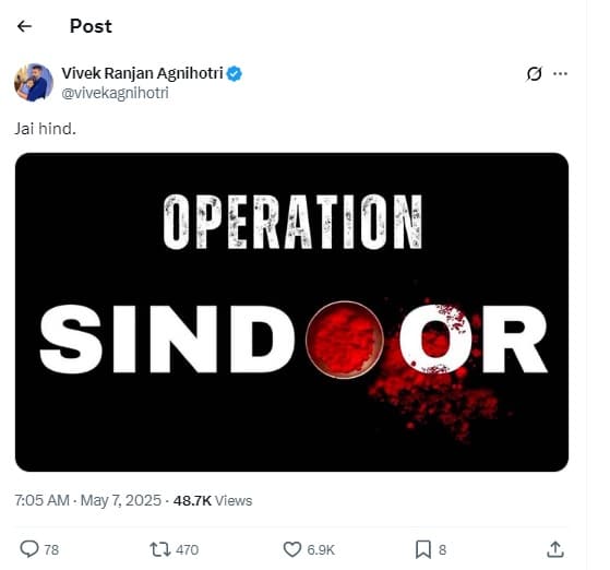 Indian Film Industry Celebrates Success Of Operation Sindoor As India Strikes In Pakistan & POK - RVCJ Media