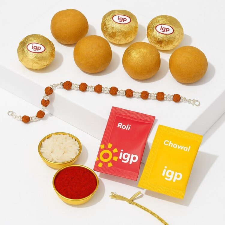 Silver Rakhi with Sweets