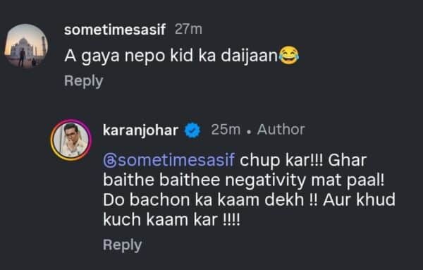 “Negativity Mat Paal,” Karan Johar’s Fiery Reaction To “Nepokid Ka Daijaan” Comment Goes Viral - RVCJ Media